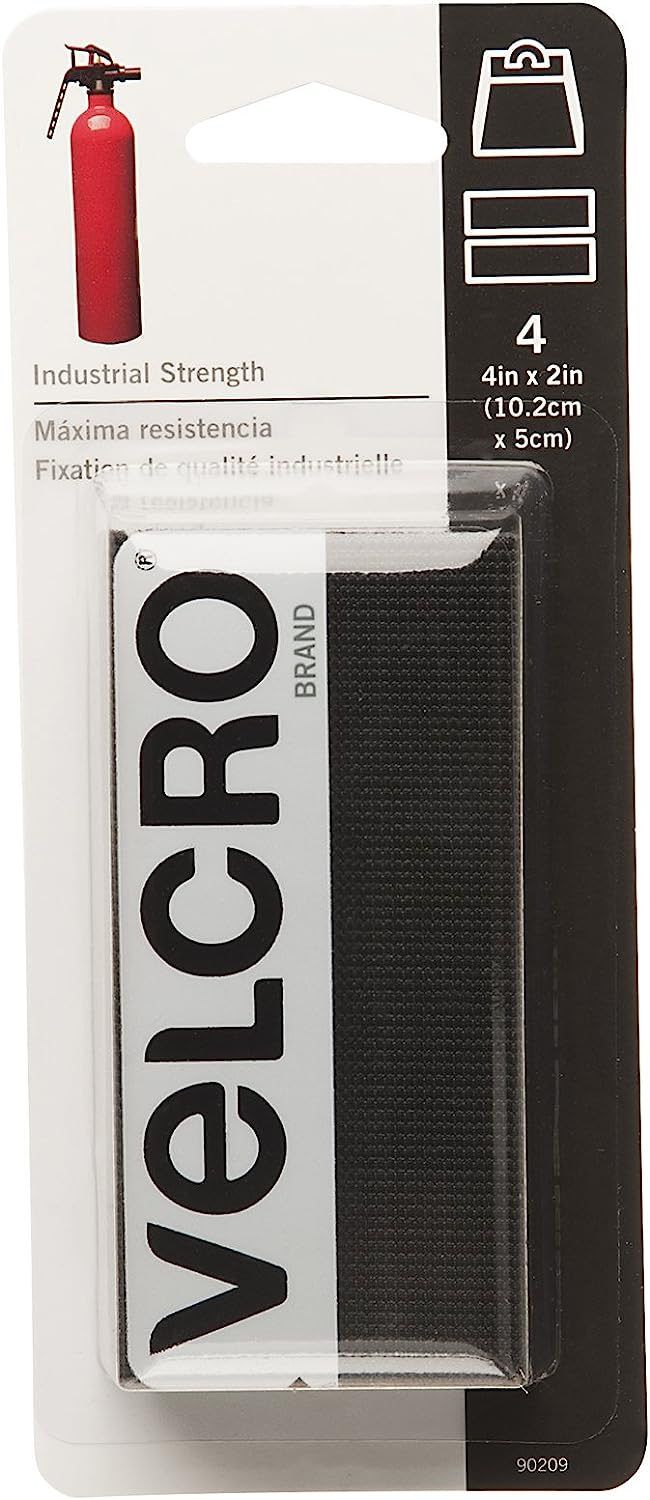 230816082733510_1 VELCRO Brand Heavy Duty Fasteners | 4x2 Inch Strips 4 Sets | Holds 10 lbs | Stick-On Adhesive Backed | Black Industrial Strength | For Indoor or Outdoor Use, 90209 - Image 1